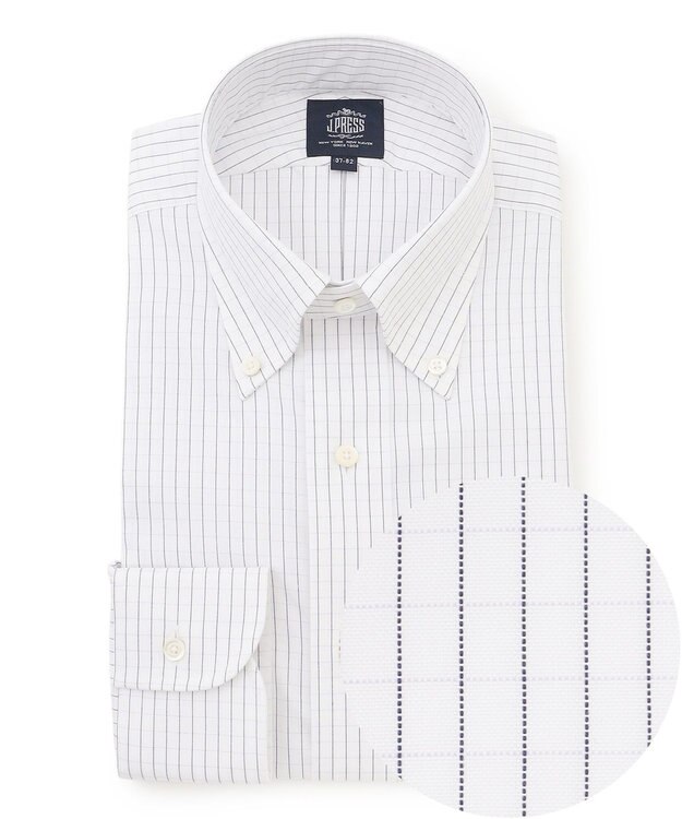 J.PRESS MEN 【PREMIUM PLEATS / 形態安定】スーピマコットングラフチェック シャツ / B.D. パープル系3