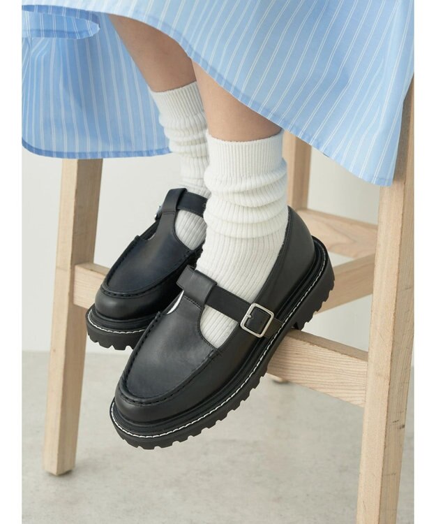 earth music&ecology ＯＲｉｅｎｔａｌＴＲａｆｆｉｃ　Ｔストラップシューズ Black