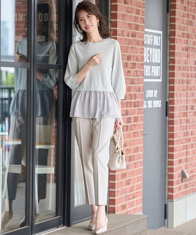 ANY SIS 【洗える】ファブリックコンビ ニット ミント