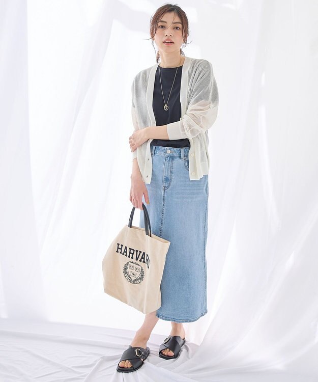 ANY L メッシュＶネックニットカーディガン エクリュ