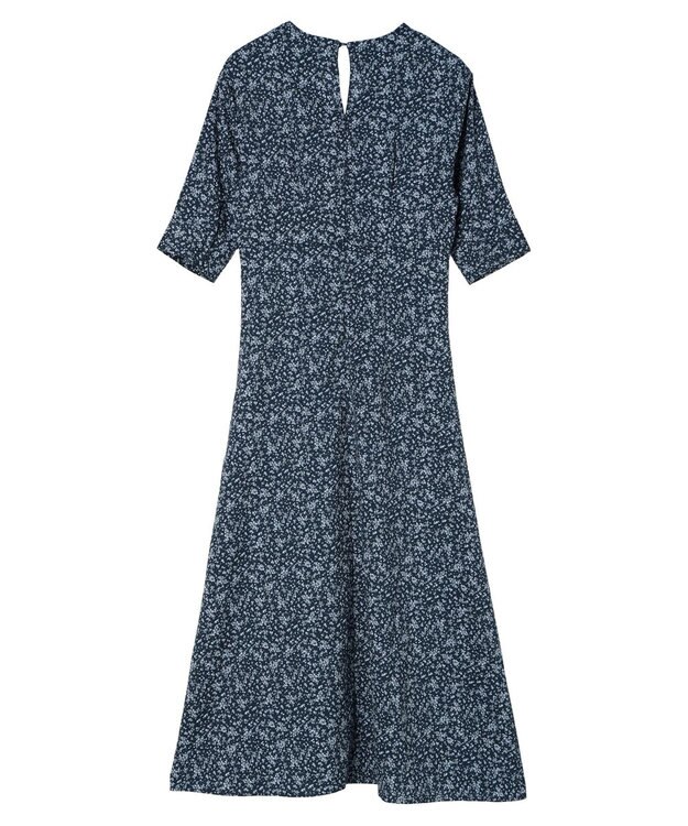 earth music&ecology 小花柄Ｖネックワンピース Navy