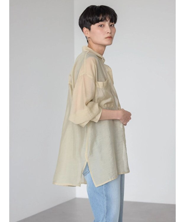 AMERICAN HOLIC シアーＣＯＯＬポケット付きルーズシャツ Light Beige