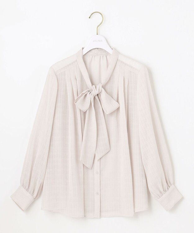 ANY SIS 【美人百花11月号掲載】シャドーチェックボウタイ ブラウス ローズグレー