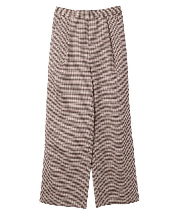 earth music&ecology チェックストレートパンツ Check Beige