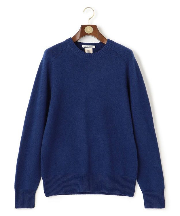 J.PRESS MEN カシミア サドルショルダー クルーネック ニット ブルー系