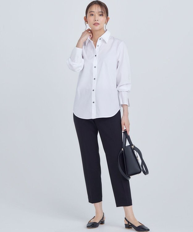 組曲 コンパクトシャーティング フレア袖シャツ アイボリー系