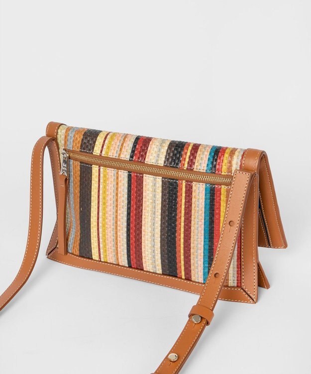 Paul Smith シグネチャーストライプラフィア ショルダーバッグ マルチカラー