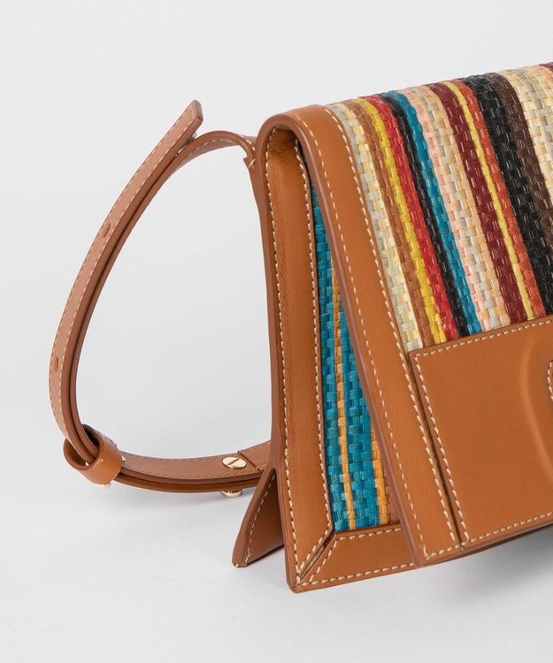 Paul Smith シグネチャーストライプラフィア ショルダーバッグ マルチカラー
