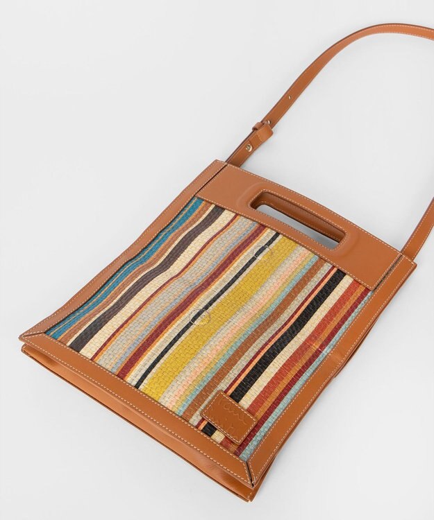 Paul Smith シグネチャーストライプラフィア ショルダーバッグ マルチカラー