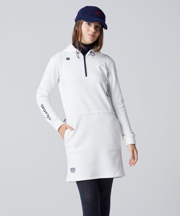 PW CIRCULUS 【WOMEN】ハーフジップ フーディ ワンピース ホワイト系