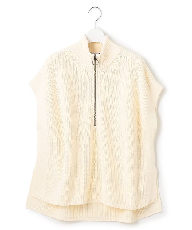 J.PRESS YORK STREET 【WOMEN】コットンニット ハーフジップポンチョ アイボリー系