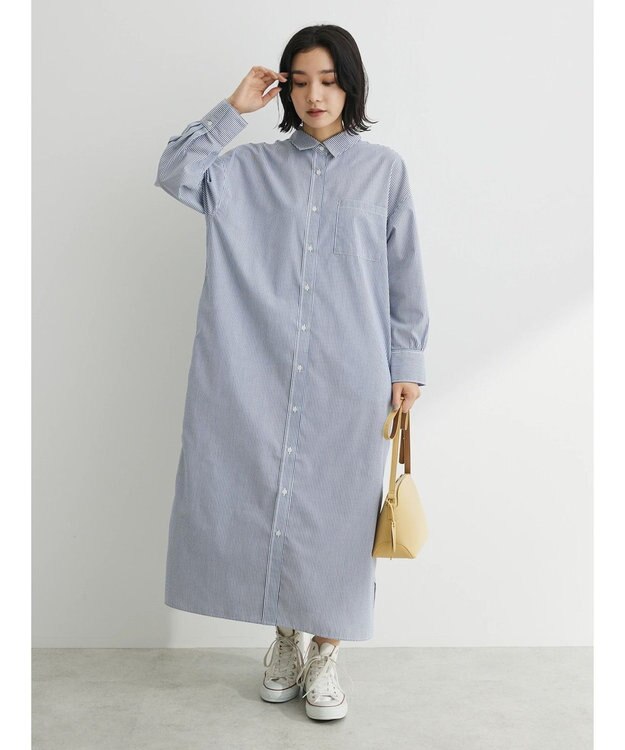 Green Parks アソートシャツワンピース Stripe Navy