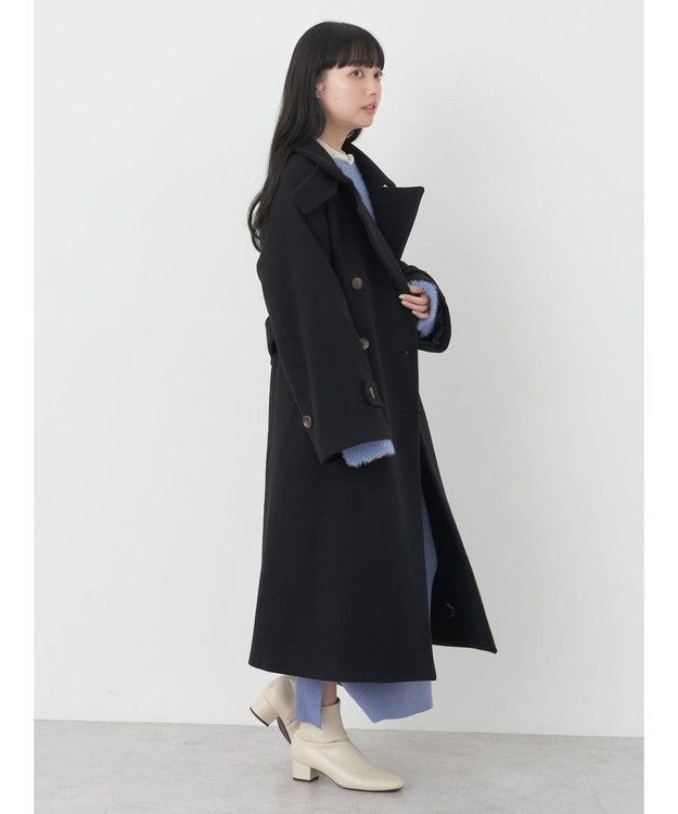 earth music&ecology ２ｗａｙカラーロングコート Black