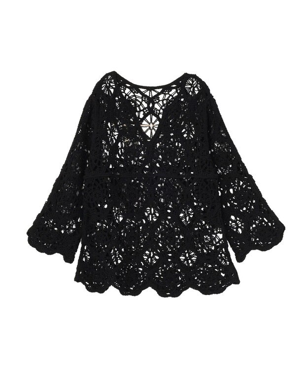 earth music&ecology クロシェ風プルオーバー Black