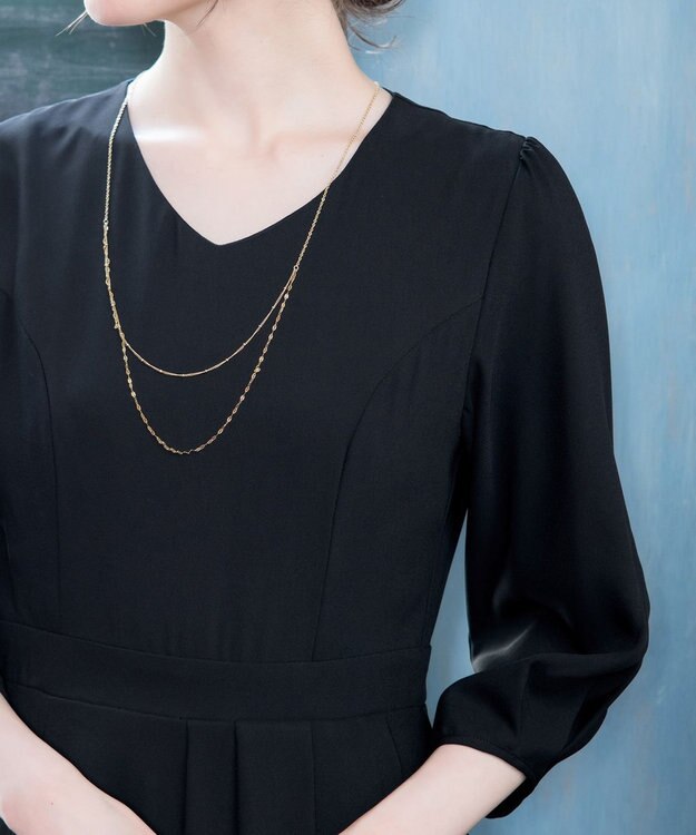 Tiaclasse L 【洗える】大人の洗練ドレープワンピース ブラック