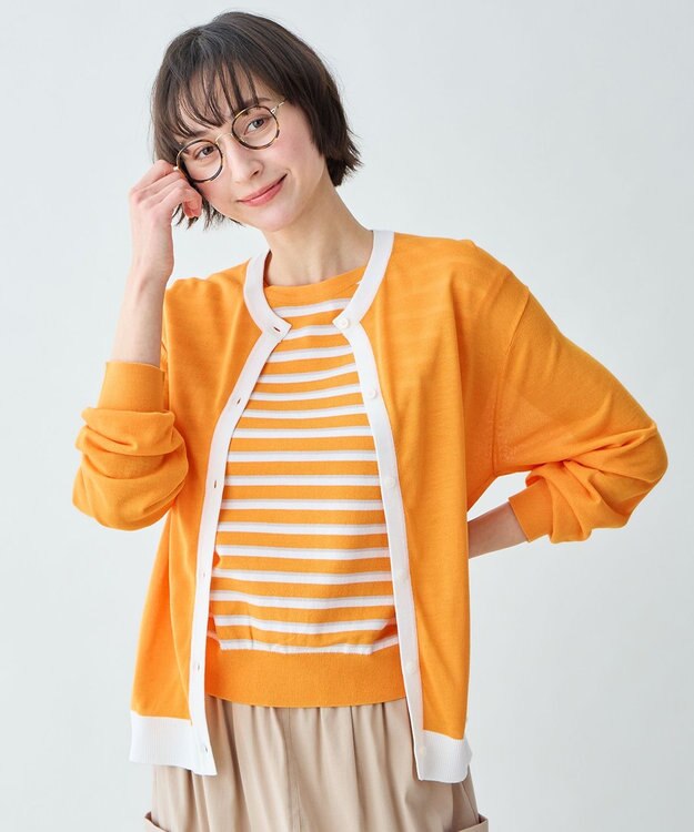 ANY ツインニットセット（ノースリーブニット＋カーディガン） マリーゴールド