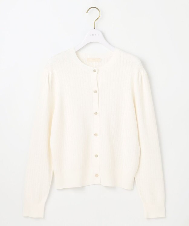 ANY SIS L 【洗える】レーシーディテール カーディガン オフ