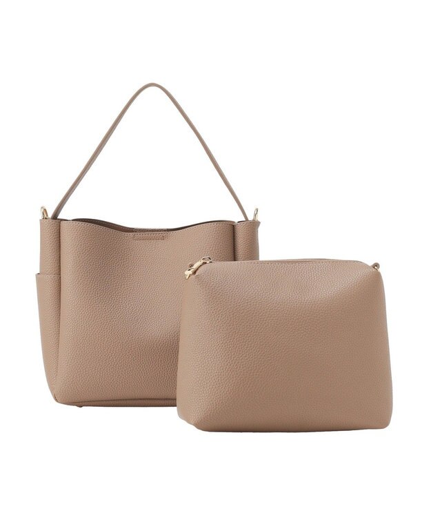 AMERICAN HOLIC 【2点セット】2WAYワンハンドルミニトート+ポーチ Gray Beige