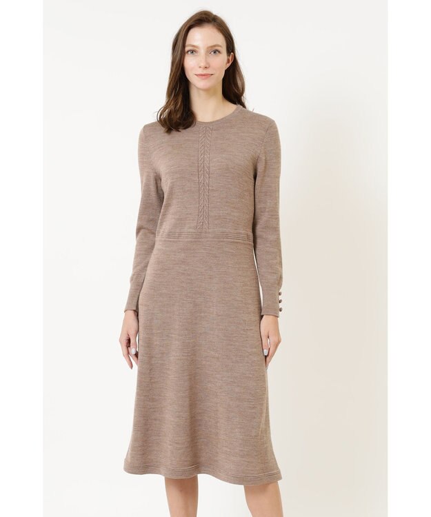 DAKS メリノウールニットワンピース ベージュ