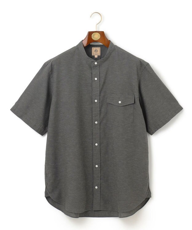 J.PRESS MEN 【KING SIZE】【HYBRID LINEN】 バンドカラーシャツ グレー系