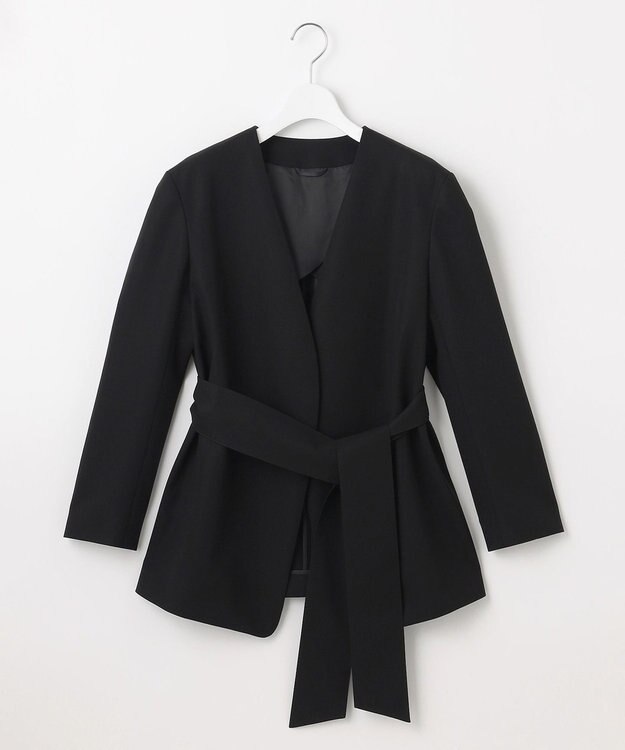 23区 L 【エステータ】コットンダブルクロス ノーカラージャケット ブラック系