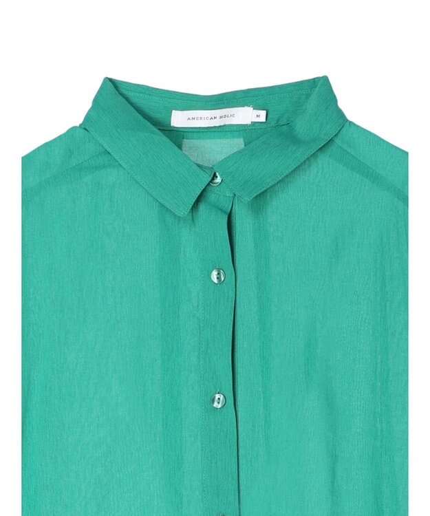 AMERICAN HOLIC 接触冷感５分袖変形ドルマンシアーシャツ Green