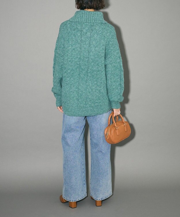 Green Parks ケーブル編みハイネックニット Green