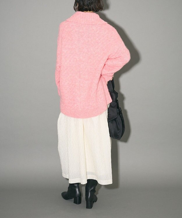 Green Parks ケーブル編みハイネックニット Pink