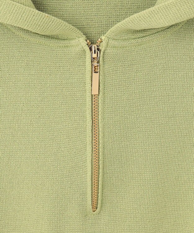 ANY 【洗濯機可】ハーフジップアップ ニットフーディ グリーン