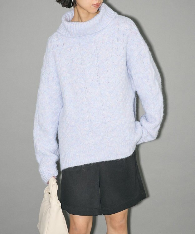 Green Parks ケーブル編みハイネックニット Blue