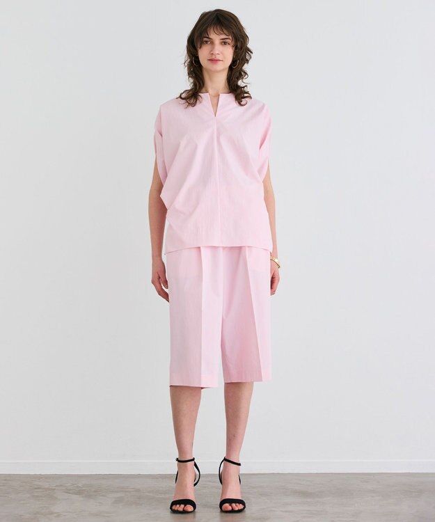 BEIGE， 【接触冷感/UVカット/洗える】YANN / ウエストゴムハーフタックパンツ Pink