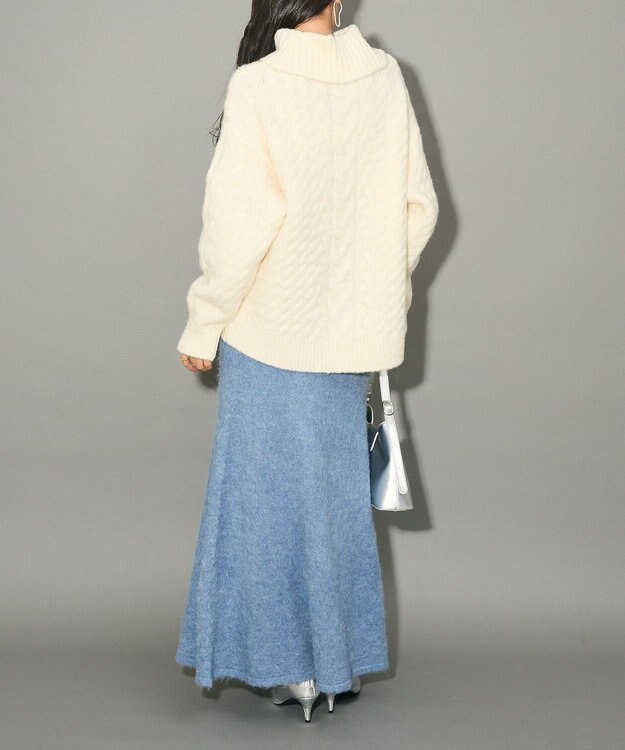 Green Parks ケーブル編みハイネックニット Ivory