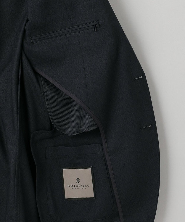 GOTAIRIKU 【通気性/ストレッチ/洗える】エアレースジャケット_ヘリンボーン柄 ブラックヘリンボーン柄