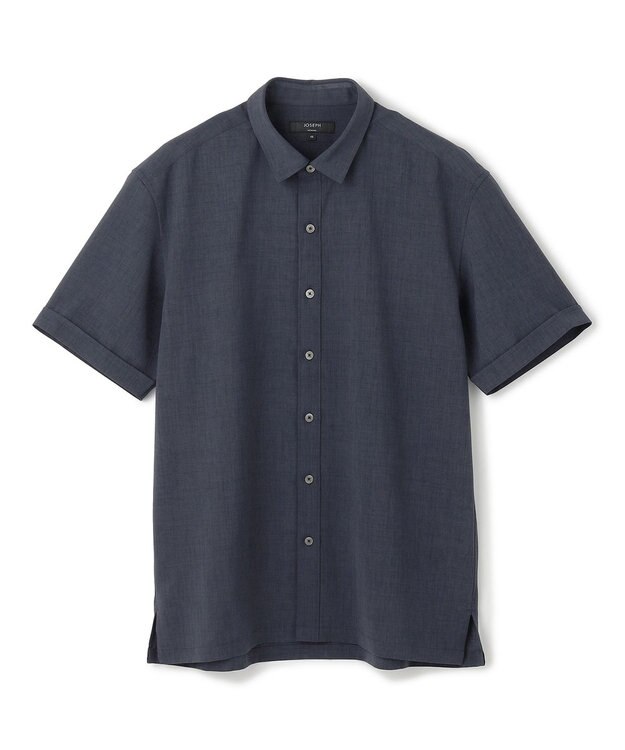 JOSEPH HOMME 【新柄】テクノボイルストレッチ レギュラーカラー半袖シャツ ネイビー系