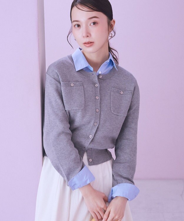 earth music&ecology ダブルポケットカーディガン Gray