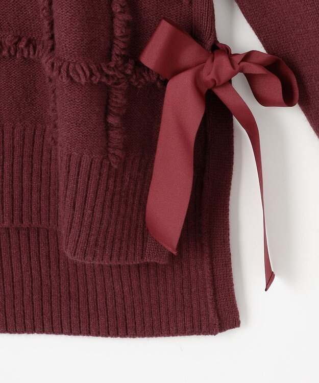 自由区 【カトリエムブーケ】Check frange フリンジプルオーバーニット ボルドー