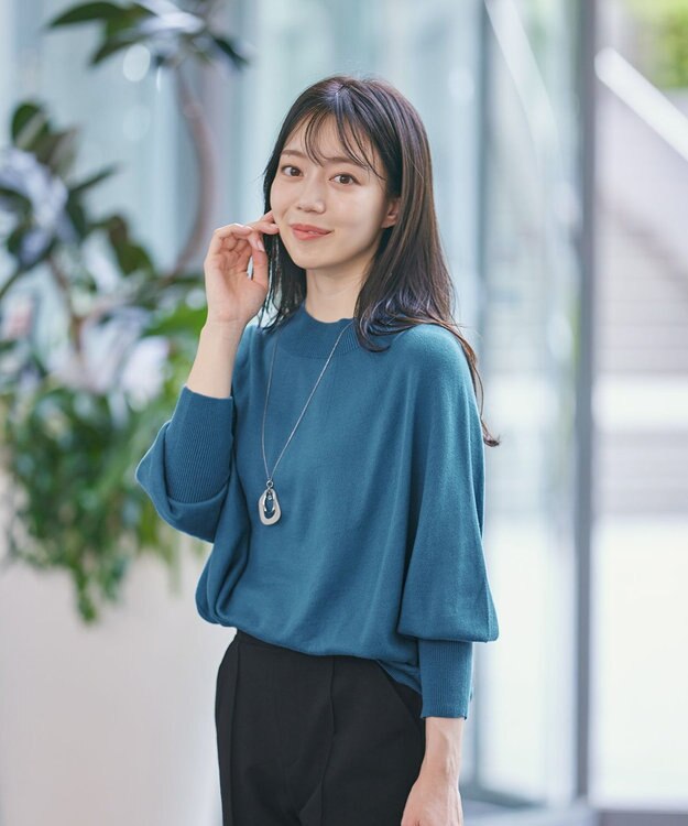 Tiaclasse L 【GOLD LABEL】【洗える】抗菌・防臭加工 ホールガーメント®ドルマンニット ブルー