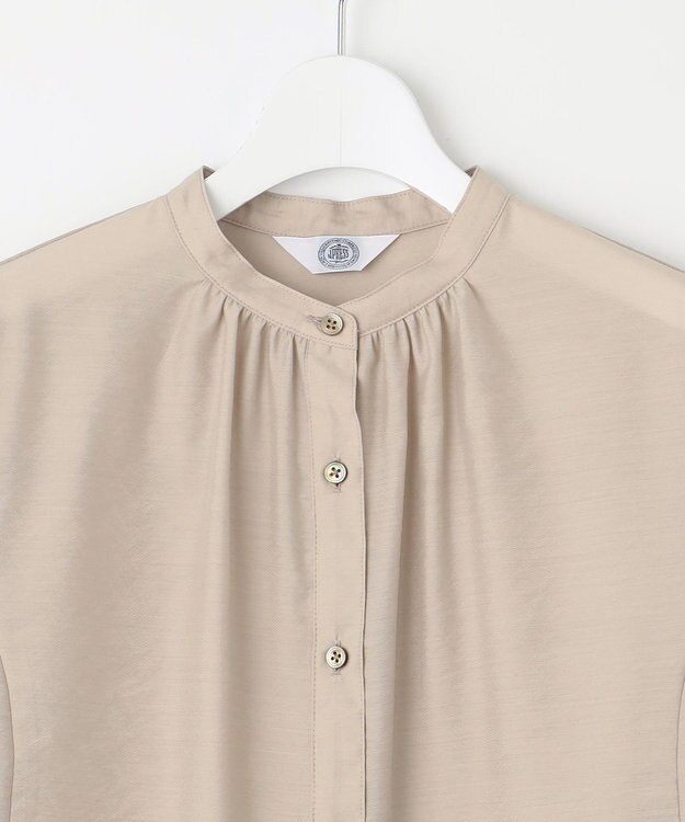 J.PRESS LADIES 【洗える】シアーブライトローン バンドカラー ブラウス ベージュ系