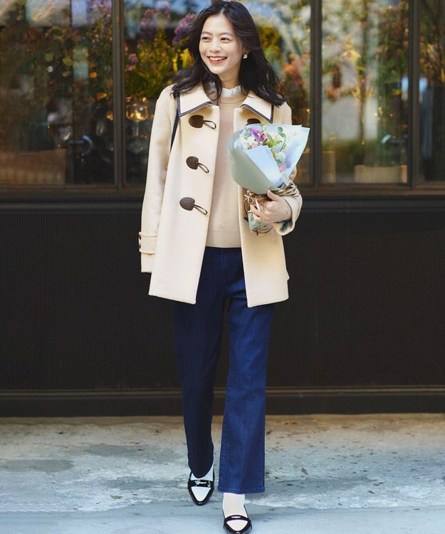 組曲 バイカラーダッフル ウールコート ベージュ系