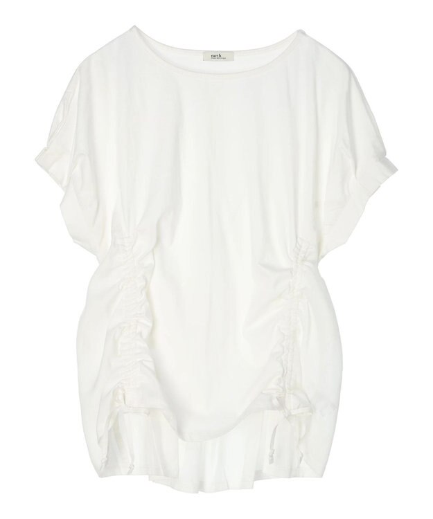 earth music&ecology ドロストギャザードッキングＴシャツ Off White