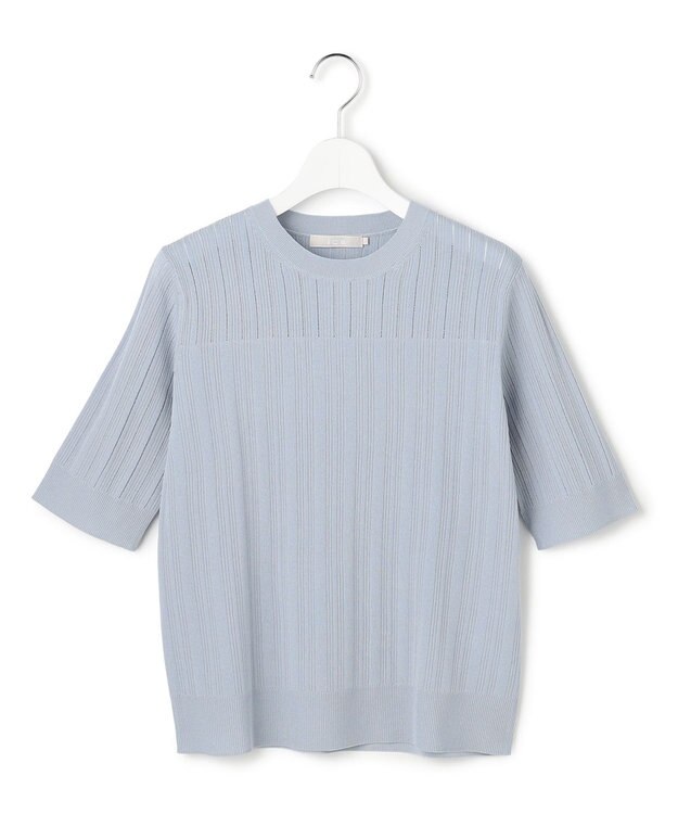 ICB L レースパターン ニット サックスグレー