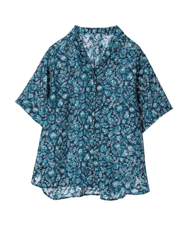 Green Parks 柄開襟シャツ Blue