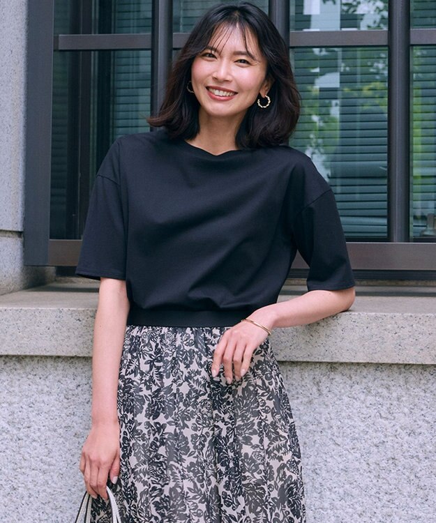 23区 【洗える】ALBINIジャージー バックフレア Tシャツ ブラック系