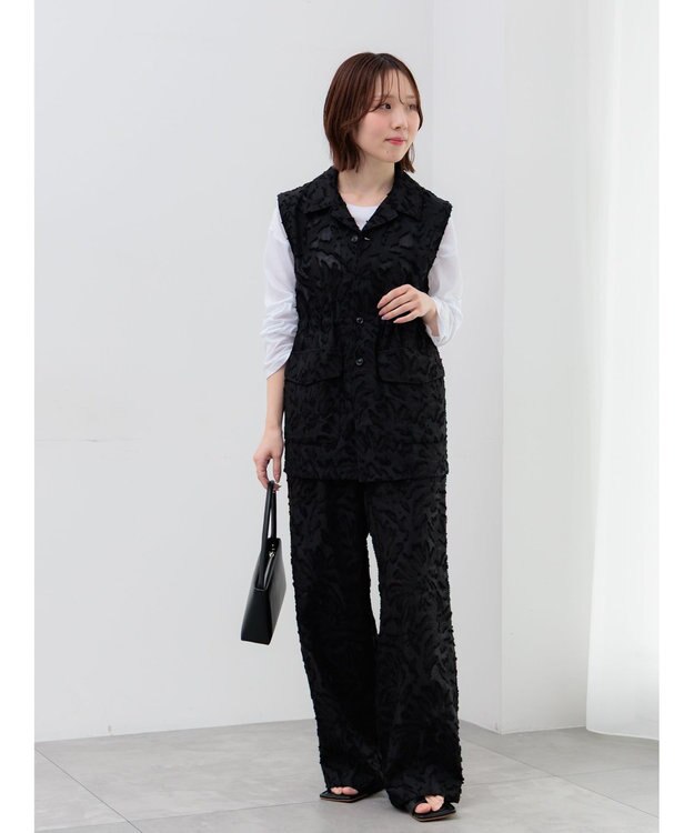 Te chichi カットジャガードパンツ(セットアップ可) ブラック