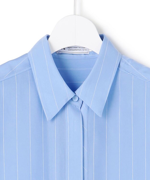 ICB 【WEB＆一部店舗限定】PreshrunkCupraStripe シャツワンピース サックスストライプ