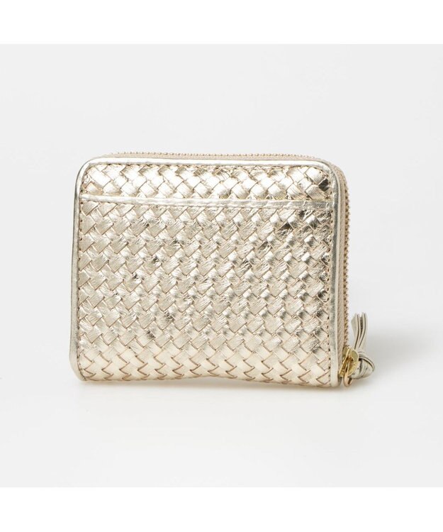 UNBILLION ペルケ perche / レザーメッシュ・ジャバラカードウォレット ゴールド