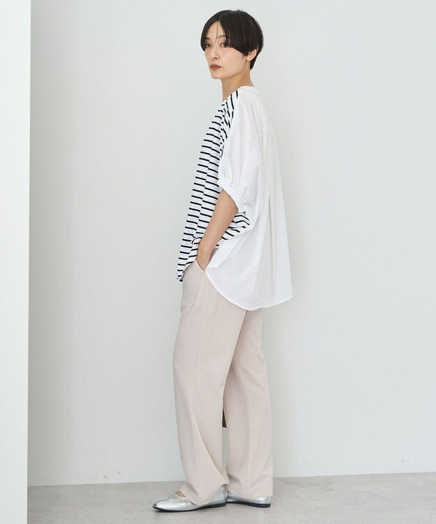 AMERICAN HOLIC 異素材ドッキングドルマンプルオーバー Border Ivory