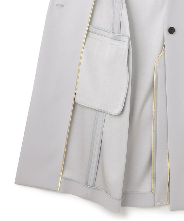 BEIGE， 【L-size】CINDY / ノーカラーロングジャケット Ice blue × White