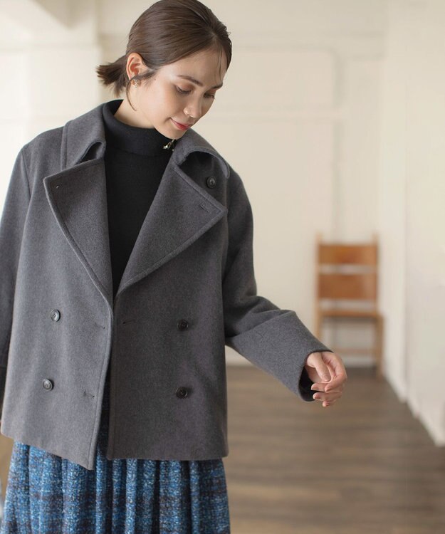 組曲 ショートビーバー ピーコート トップグレー系