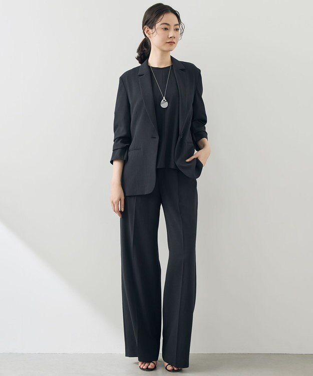 自由区 【セットアップ対応】テクスチャードスーツ ブラウス ブラック